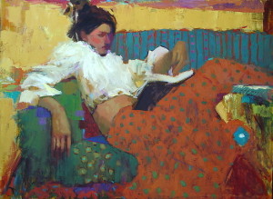 “Summer Read” painting by Michael Steirnagle